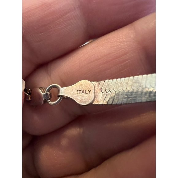 Italy 925 Sterling Silver Herringbone Vintage Pristine Chain 24.25" - Picture 8 of 12